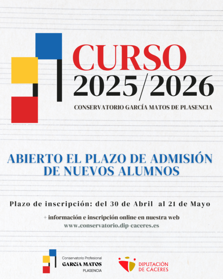 Plazo de admisión de nuevos alumnos para el curso 2026-2026.
