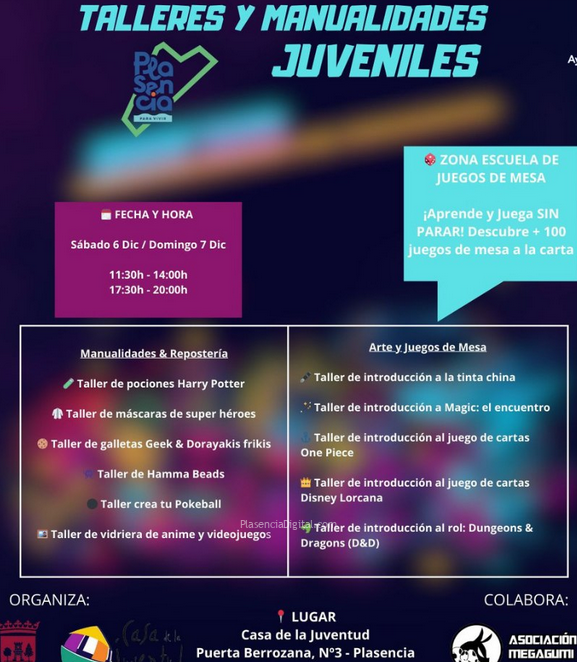 Talleres y manualidades juveniles Plasencia