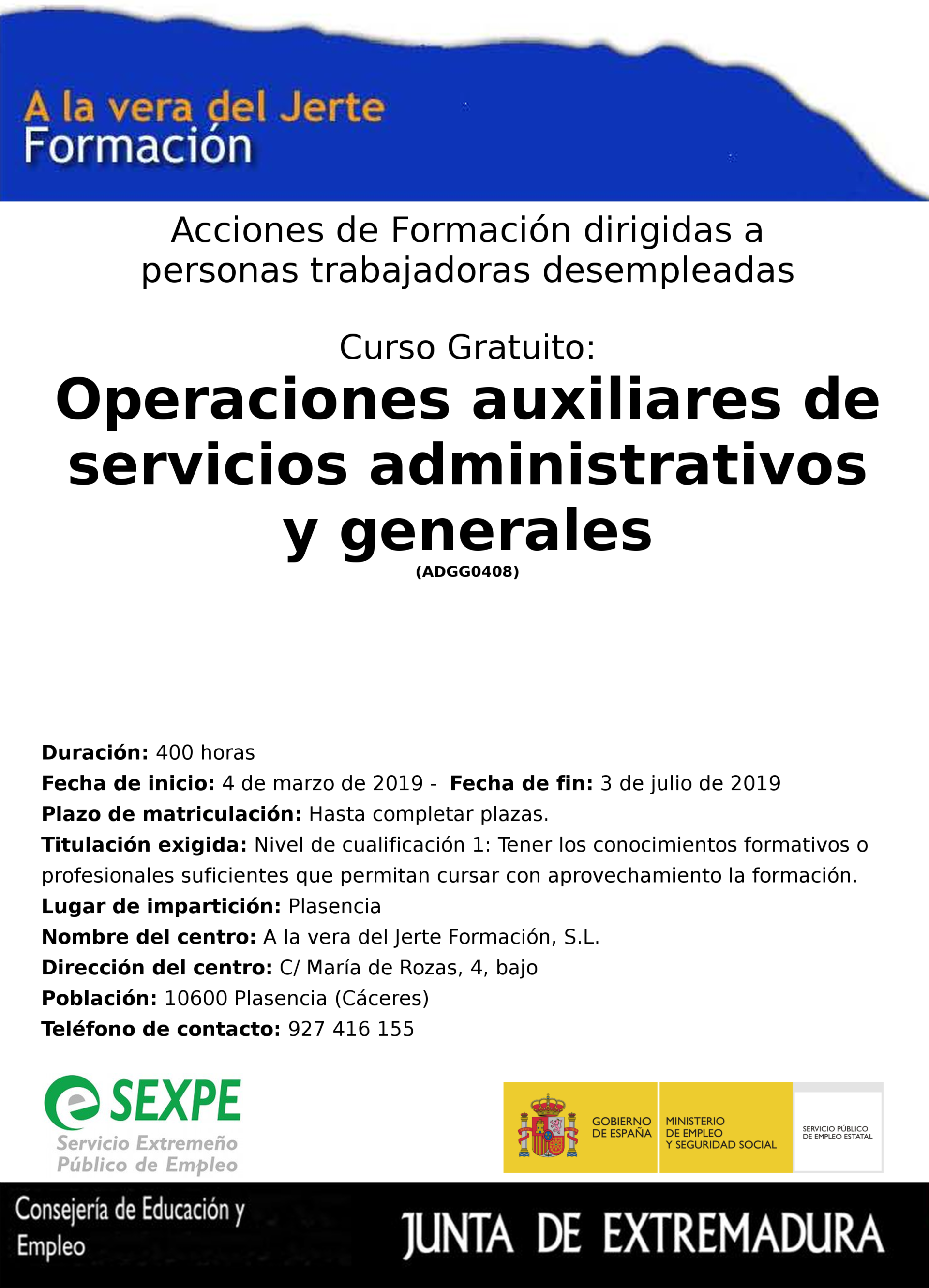  Curso Certificado de Profesionalidad Operaciones auxiliares de servicios...