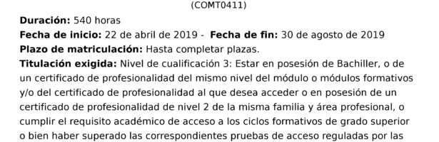 Cursos con Certificados de Profesionalidad para desempleados