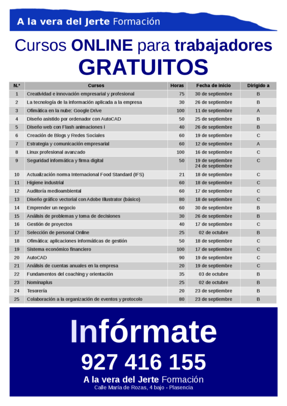 Cursos gratuitos trabajadores