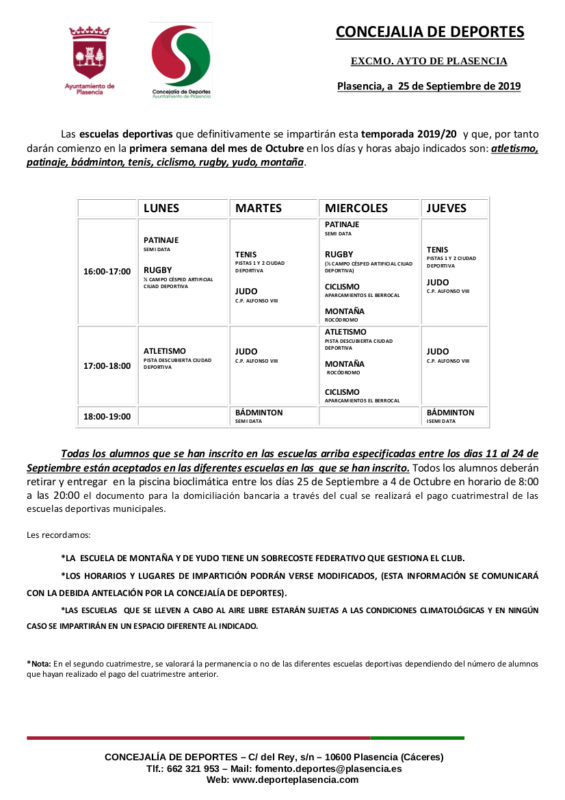 Escuelas deportivas