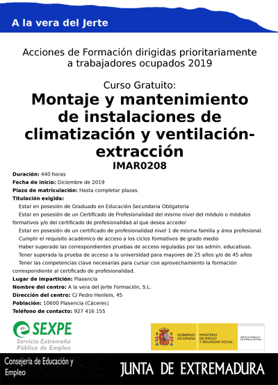 Curso montaje mantenimiento clmatización Plasencia